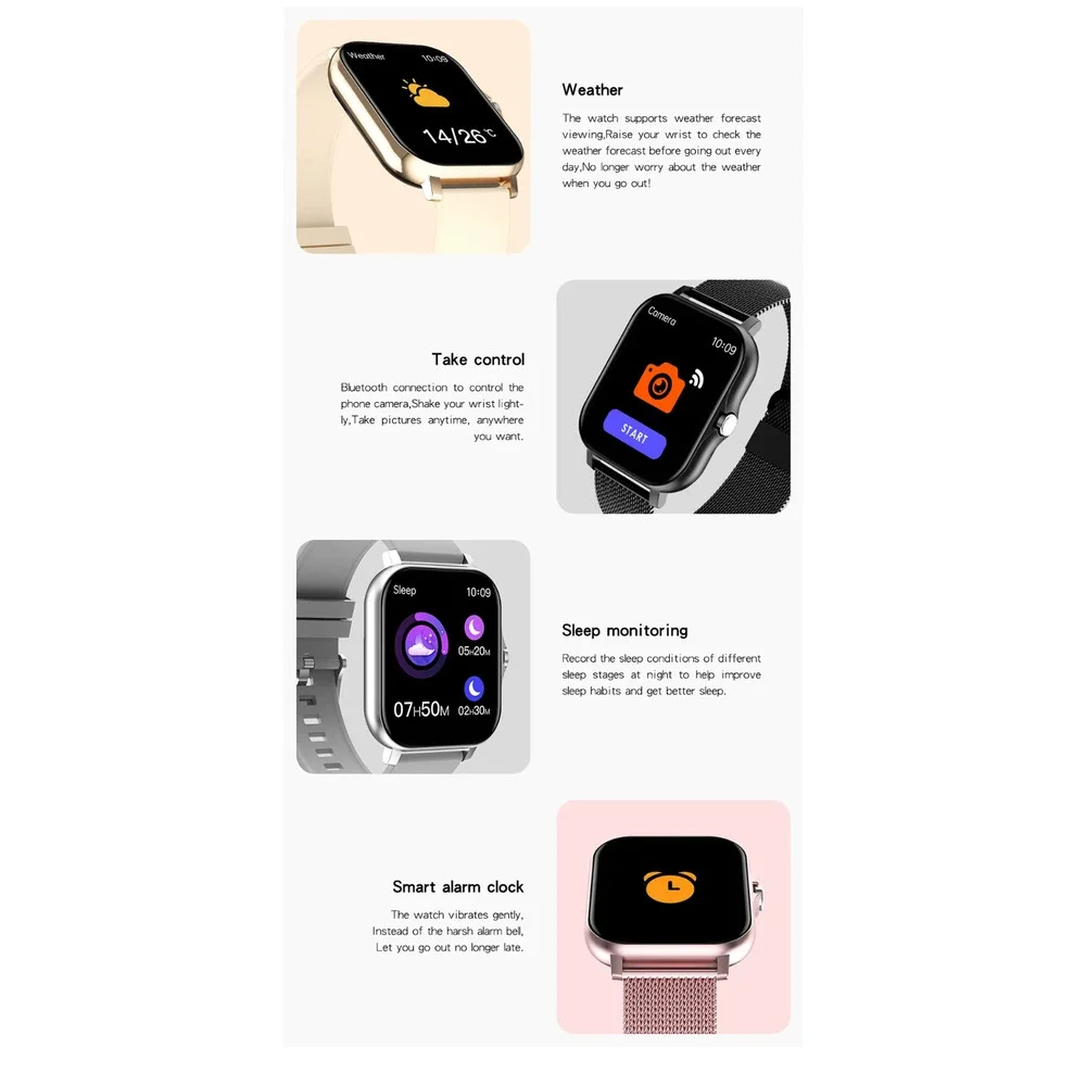 Smart Watch for Women Compatible with iPhone Android Stainless Steel Gold